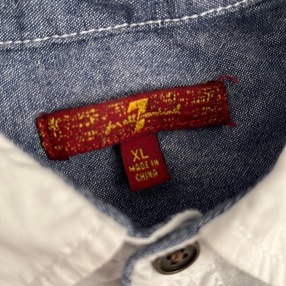 7 for all Mankind white roll sleeve button down shirt - Picture 4 of 9